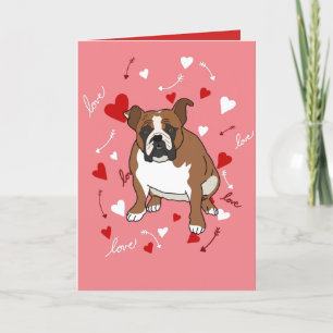 English Bulldog Valentines Day Holiday Card