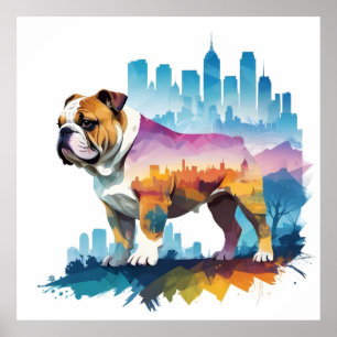 English Bulldog Vintage Animal Nature Environment  Poster