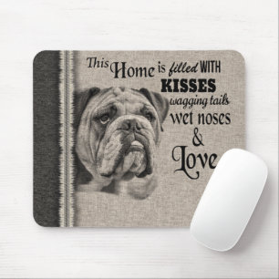 English Bulldog vintage portrait cute quote Mouse Mat