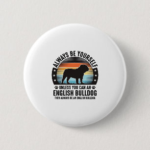 English Bulldog Vintage Sunset Dog Lover Shirt Des 6 Cm Round Badge