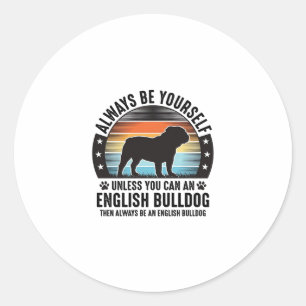 English Bulldog Vintage Sunset Dog Lover Shirt Des Classic Round Sticker