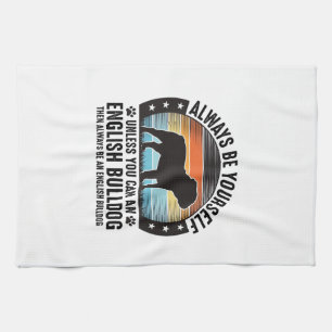 English Bulldog Vintage Sunset Dog Lover Shirt Des Tea Towel