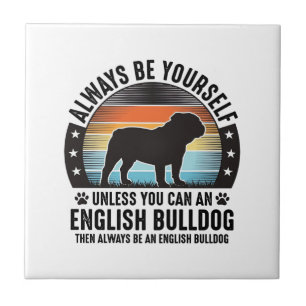 English Bulldog Vintage Sunset Dog Lover Shirt Des Tile