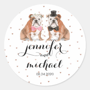 English Bulldog wedding Classic Round Sticker