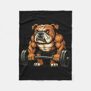 English Bulldog Weightlifting Bodybuilder Workout Fleece Blanket