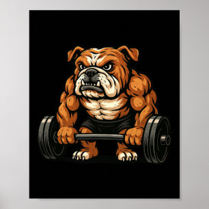 English Bulldog Weightlifting Bodybuilder Workout  Poster