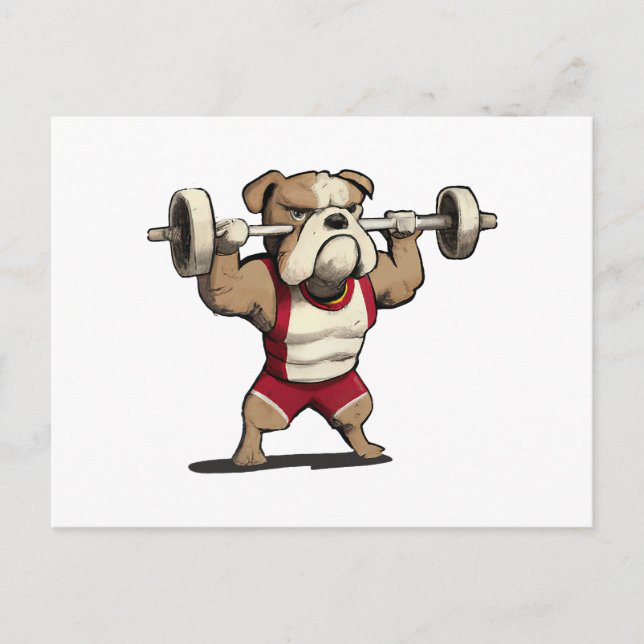 English Bulldog Weightlifting Graphic Animal Ness  Holiday Postcard (Front)