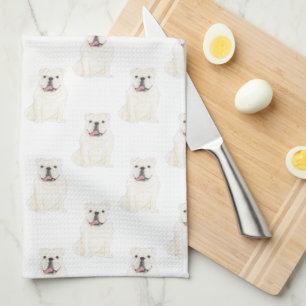 English Bulldog (White) Tea Towel