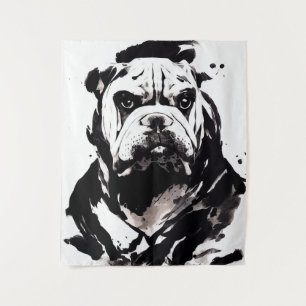English Bulldog Wild Nature Free Spirit Art Brush Tapestry