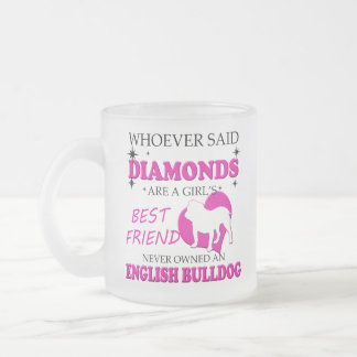 English Bulldog Wine Glass Gifts for Mum Women Men Frosted Glass Coffee Mug