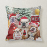 English Bulldog Winter Fun Pillow<br><div class="desc">English Bulldogs enjoy a little winter fun playing in the sun in this Ooak Christmas Design by Friskybizpet Designs. If you are a owner or an English Bulldog or if you are Christmas shopping for a fun gift for your friend who is a dog lover, this English Bulldog design makes...</div>