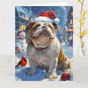 English Bulldog Winter Wonderland Christmas Joy Card