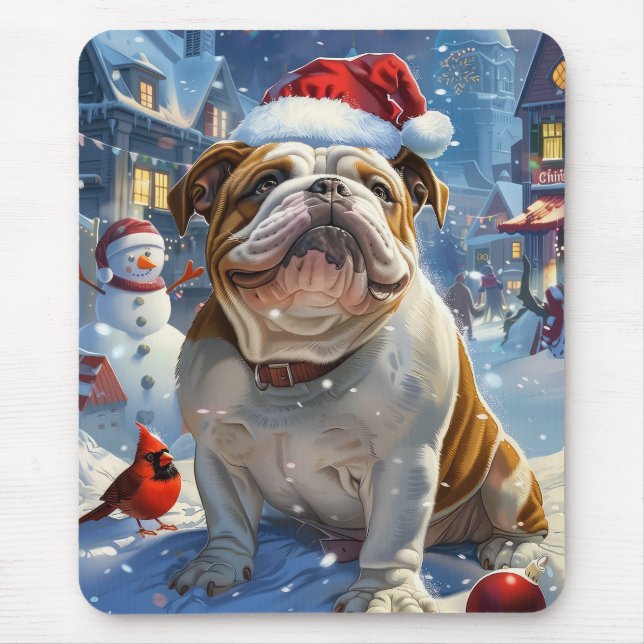 English Bulldog Winter Wonderland Christmas Joy  Mouse Mat (Front)