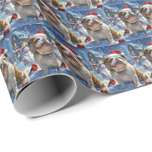 English Bulldog Winter Wonderland Christmas Joy  Wrapping Paper