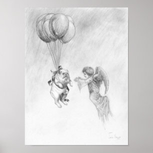 English Bulldog With Angel Poster