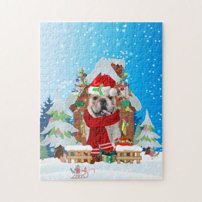 English Bulldog with Christmas gifts Jigsaw Puzzle (Vertical)