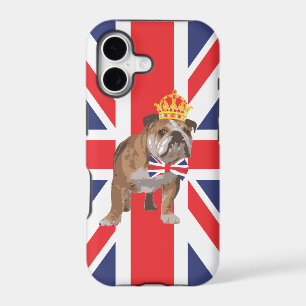 English Bulldog with Crown and Union Jack Bow Tie