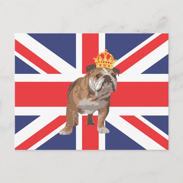 English Bulldog with Crown and Union Jack Postcard (Front)