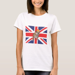 English Bulldog with Crown and Union Jack T-Shirt