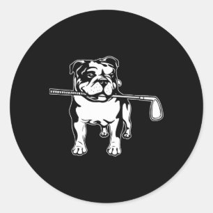 English Bulldog With Golf Clubs Dog Owner Dogs Classic Round Sticker
