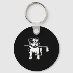 English Bulldog With Golf Clubs Dog Owner Dogs Key Ring