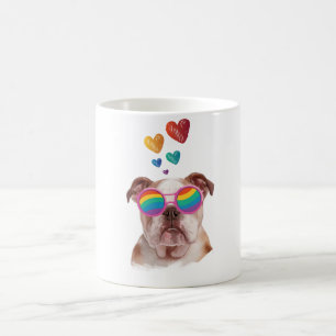 English Bulldog with Hearts Valentine's Day Coffee Mug