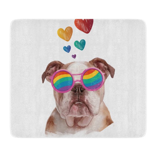 English Bulldog with Hearts Valentine's Day  Cutting Board (Front)