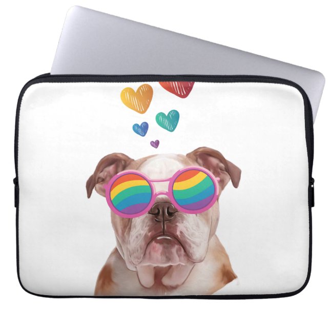 English Bulldog with Hearts Valentine's Day  Laptop Sleeve (Front)