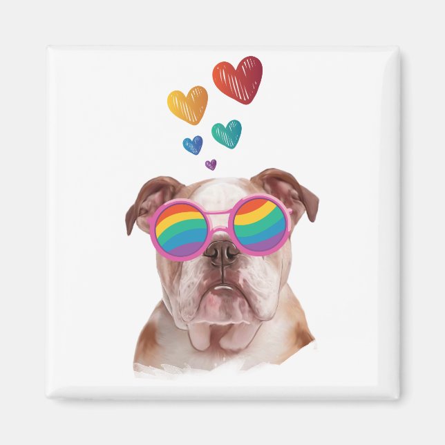 English Bulldog with Hearts Valentine's Day  Magnet (Front)