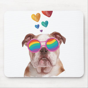 English Bulldog with Hearts Valentine's Day  Mouse Mat