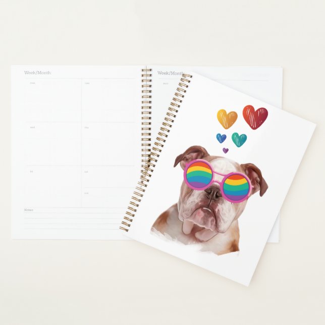 English Bulldog with Hearts Valentine's Day  Planner (Display)