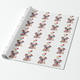 English Bulldog with Hearts Valentine's Day  Wrapping Paper