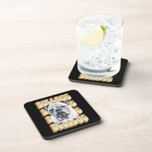English Bulldog with Retro Font Coaster