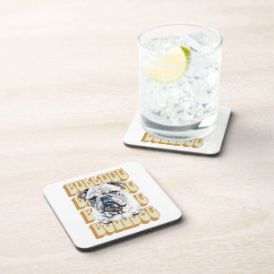 English Bulldog with Retro Font Coaster