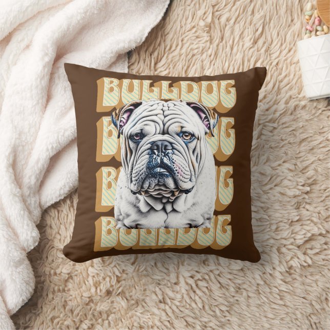 English Bulldog with Retro Font Cushion (Blanket)