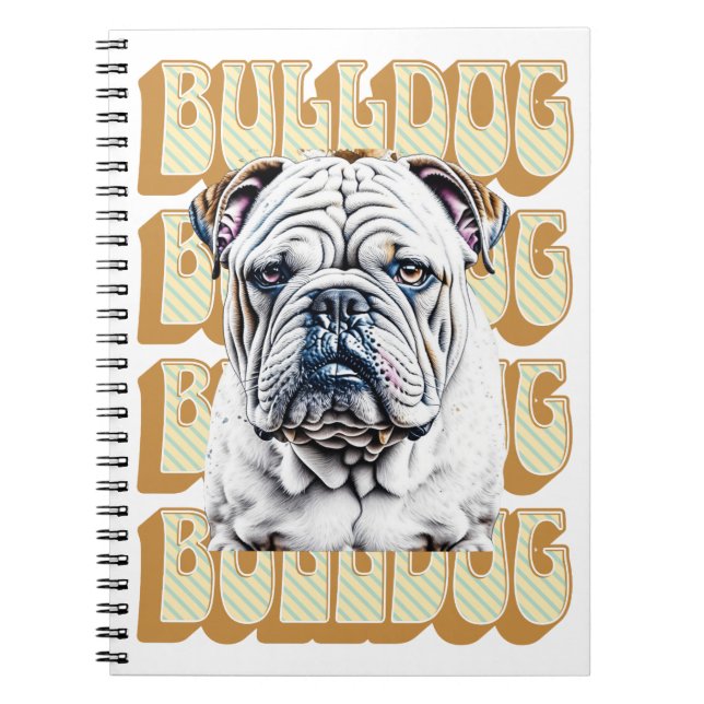 English Bulldog with Retro Font Notebook (Front)