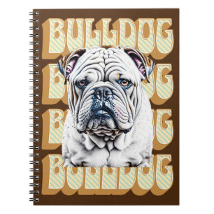English Bulldog with Retro Font Notebook