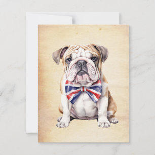 English Bulldog with Union Jack Bowtie Card