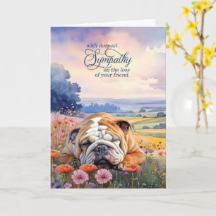 English Bulldog with Wildflowers Pet Sympathy Card