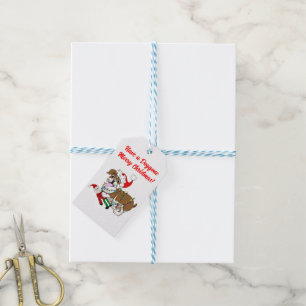 English Bulldog With Xmas Lights  Gift Tags