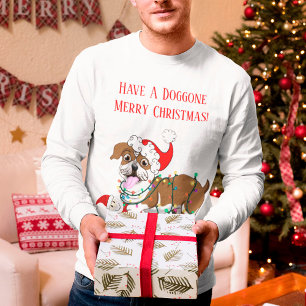 English Bulldog With Xmas Lights   T-Shirt