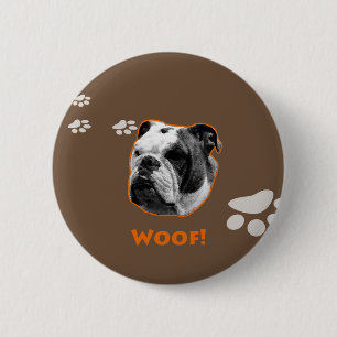 English Bulldog Woof 6 Cm Round Badge