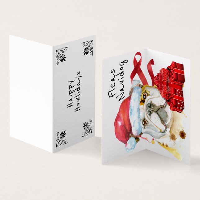 English bulldog xmas sack red gifts DIY wish (Inside and Outside)