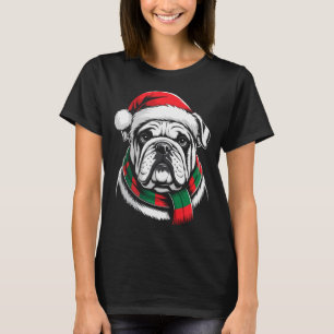 English Bulldog Xmas Santa Hat F Christmas Costume T-Shirt
