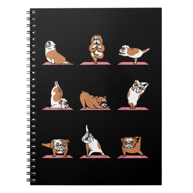 English Bulldog Yoga Puppy Yoga Poses and Meditati Notebook (Front)