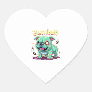 English Bulldog Zombie Dog Halloween Essential T-S Heart Sticker