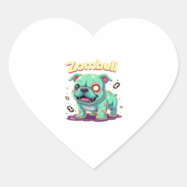 English Bulldog Zombie Dog Halloween Essential T-S Heart Sticker (Front)