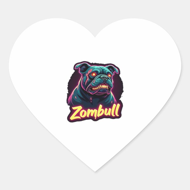 English Bulldog Zombie Dog Halloween Essential T-S Heart Sticker (Front)