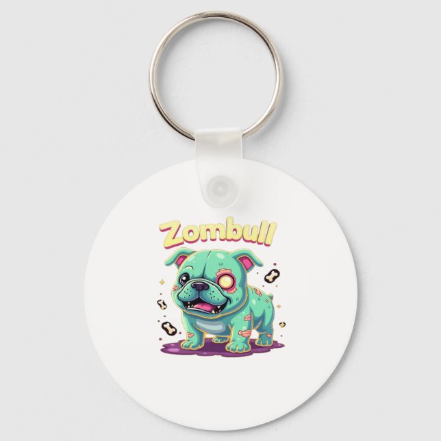 English Bulldog Zombie Dog Halloween Essential T-S Key Ring (Front)
