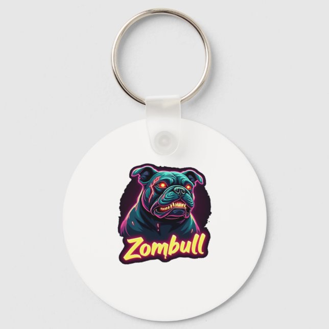 English Bulldog Zombie Dog Halloween Essential T-S Key Ring (Front)